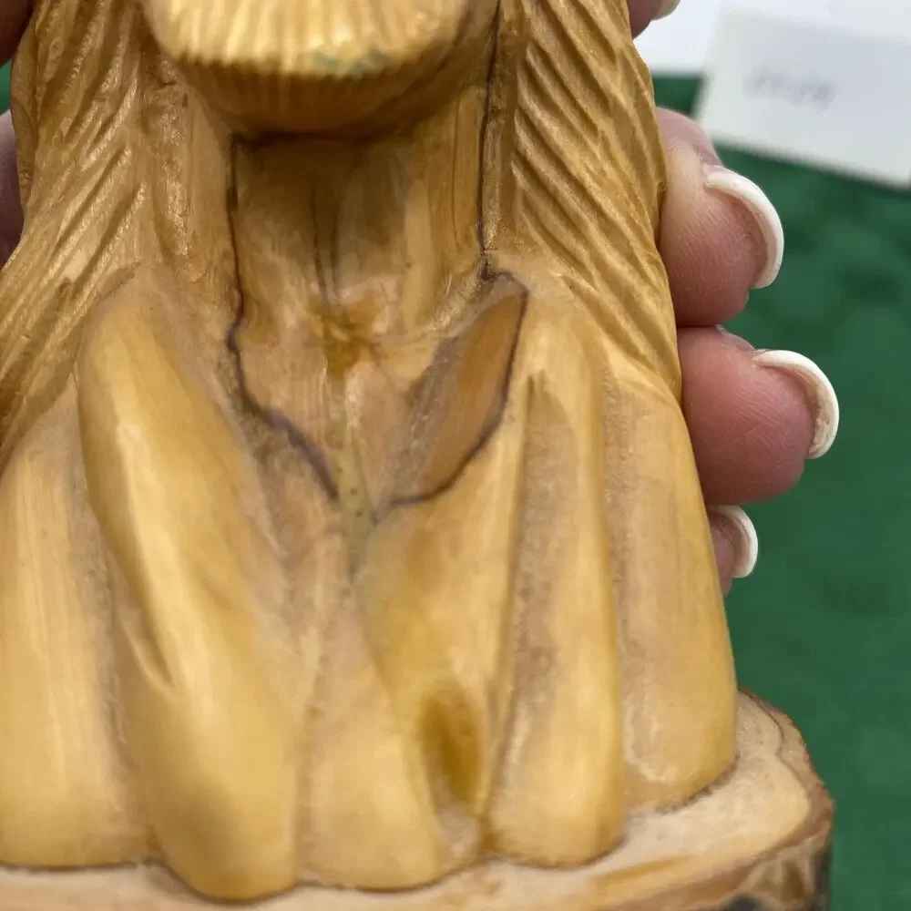 Vintage Hand Carved Wooden Bust Of Jesus 5 1/4